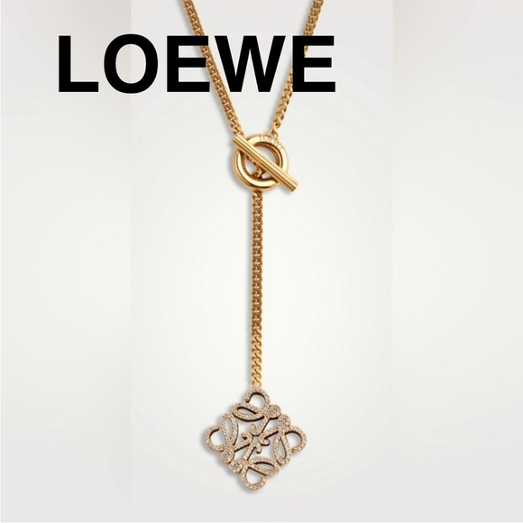 Loewe Jewelry - Loewe Gold Pavé Anagram Pendant Necklace